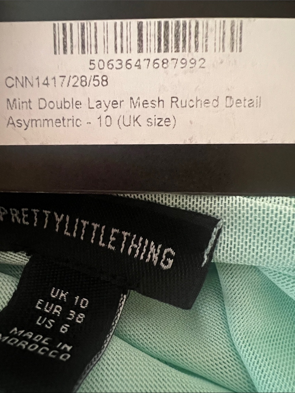 PrettyLittleThing One-Shoulder Mint Ruched Top - Picture 4 of 4